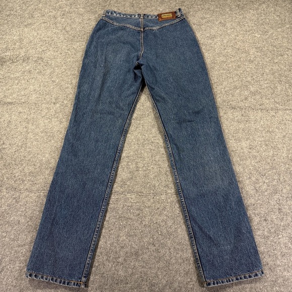 Vintage Lawman Jeans Juniors 7/8 Blue High Rise Relaxed Straight Western Studded - Picture 7 of 10